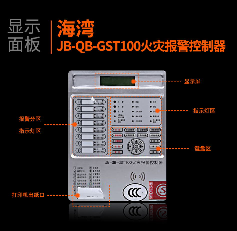 海南海湾JB-QB-GST100海南火灾报警控制器显示面板